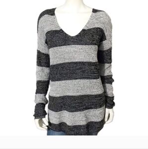NWT a.n.a black & white striped v-neck sweater